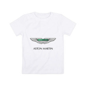 Детская футболка хлопок с принтом Aston Martin logo в Петрозаводске, 100% хлопок | круглый вырез горловины, полуприлегающий силуэт, длина до линии бедер | aston martin | автобренды | автолюбителям | астин мартин | астон мартин | бренд | для автовладельцев | для автолюбителей | логотип