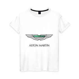 Женская футболка хлопок с принтом Aston Martin logo в Петрозаводске, 100% хлопок | прямой крой, круглый вырез горловины, длина до линии бедер, слегка спущенное плечо | aston martin | автобренды | автолюбителям | астин мартин | астон мартин | бренд | для автовладельцев | для автолюбителей | логотип