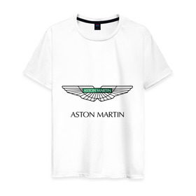 Мужская футболка хлопок с принтом Aston Martin logo в Петрозаводске, 100% хлопок | прямой крой, круглый вырез горловины, длина до линии бедер, слегка спущенное плечо. | aston martin | автобренды | автолюбителям | астин мартин | астон мартин | бренд | для автовладельцев | для автолюбителей | логотип
