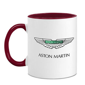 Кружка двухцветная с принтом Aston Martin logo в Петрозаводске, керамика | объем — 330 мл, диаметр — 80 мм. Цветная ручка и кайма сверху, в некоторых цветах — вся внутренняя часть | Тематика изображения на принте: aston martin | автобренды | автолюбителям | астин мартин | астон мартин | бренд | для автовладельцев | для автолюбителей | логотип