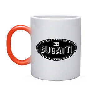 Кружка хамелеон с принтом Bugatti logo в Петрозаводске, керамика | меняет цвет при нагревании, емкость 330 мл | Тематика изображения на принте: bugati | bugatti | автобренды | автолюбителям | бренд | бугати | бугатти | для автовладельцев | для автолюбителей | логотип