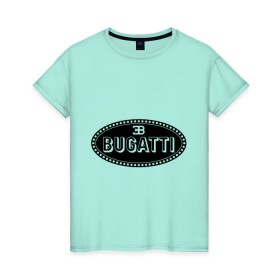 Женская футболка хлопок с принтом Bugatti logo в Петрозаводске, 100% хлопок | прямой крой, круглый вырез горловины, длина до линии бедер, слегка спущенное плечо | bugati | bugatti | автобренды | автолюбителям | бренд | бугати | бугатти | для автовладельцев | для автолюбителей | логотип