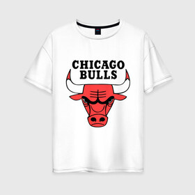 Женская футболка хлопок Oversize с принтом Chicago bulls logo в Петрозаводске, 100% хлопок | свободный крой, круглый ворот, спущенный рукав, длина до линии бедер
 | chicago bulls | newtop | swag | swag style | toplanding | одежда сваг | сваг | сваг стиль | свег | свог | свэг | чикаго булз