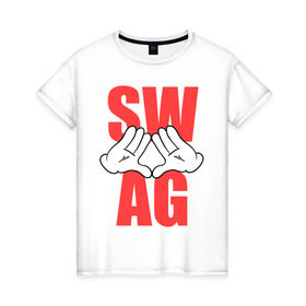 Женская футболка хлопок с принтом SW-AG-Hands в Петрозаводске, 100% хлопок | прямой крой, круглый вырез горловины, длина до линии бедер, слегка спущенное плечо | swag | swag style | одежда сваг | сваг | сваг стиль | свег | свог | свэг