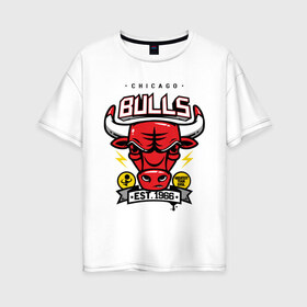 Женская футболка хлопок Oversize с принтом Chicago bulls Est 1966 в Петрозаводске, 100% хлопок | свободный крой, круглый ворот, спущенный рукав, длина до линии бедер
 | chicago bulls | swag | swag style | икаго булз | одежда сваг | сваг | сваг стиль | свег | свог | свэг