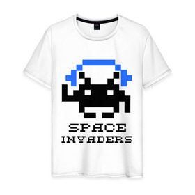 Мужская футболка хлопок с принтом Космический захватчик (space invaders) в Петрозаводске, 100% хлопок | прямой крой, круглый вырез горловины, длина до линии бедер, слегка спущенное плечо. | space invaders | космический захватчик