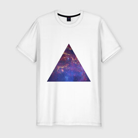 Мужская футболка премиум с принтом Triangle в Петрозаводске, 92% хлопок, 8% лайкра | приталенный силуэт, круглый вырез ворота, длина до линии бедра, короткий рукав | интернет приколы | космическая тема | космос | пирамида | треугольник