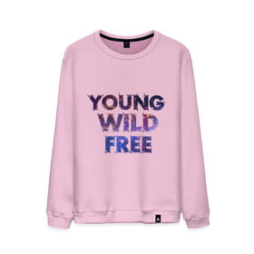 Мужской свитшот хлопок с принтом Young wild free в Петрозаводске, 100% хлопок |  | young wild free | интернет приколы | космическая тема | космос