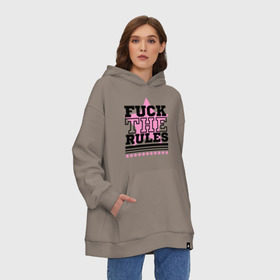 Худи SuperOversize хлопок с принтом Fuck the rules в Петрозаводске, 70% хлопок, 30% полиэстер, мягкий начес внутри | карман-кенгуру, эластичная резинка на манжетах и по нижней кромке, двухслойный капюшон
 | Тематика изображения на принте: swag | swag style | одежда сваг | сваг | сваг стиль | свег | свог | свэг