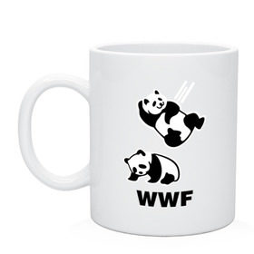 Кружка с принтом Панда WWF Wrestling Challenge в Петрозаводске, керамика | объем — 330 мл, диаметр — 80 мм. Принт наносится на бока кружки, можно сделать два разных изображения | панда