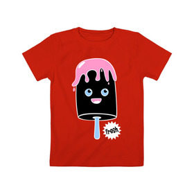 Детская футболка хлопок с принтом Fresh ice cream в Петрозаводске, 100% хлопок | круглый вырез горловины, полуприлегающий силуэт, длина до линии бедер | 