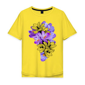 Мужская футболка хлопок Oversize с принтом Krokus в Петрозаводске, 100% хлопок | свободный крой, круглый ворот, “спинка” длиннее передней части | девушкам | крокус | лепестки | цветочки | цветы