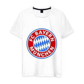 Мужская футболка хлопок с принтом Bavaria-Munchen в Петрозаводске, 100% хлопок | прямой крой, круглый вырез горловины, длина до линии бедер, слегка спущенное плечо. | бавария