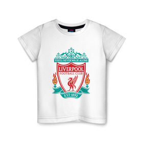 Детская футболка хлопок с принтом Liverpool logo в Петрозаводске, 100% хлопок | круглый вырез горловины, полуприлегающий силуэт, длина до линии бедер | Тематика изображения на принте: ливерпуль