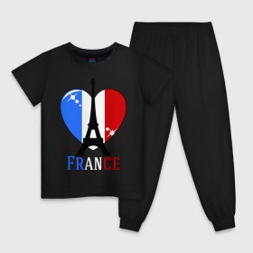 Детская пижама хлопок с принтом Люблю Францию в Петрозаводске, 100% хлопок |  брюки и футболка прямого кроя, без карманов, на брюках мягкая резинка на поясе и по низу штанин
 | france | i love france | париж | франция | эйвелева башня | я люблю францию
