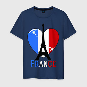 Мужская футболка хлопок с принтом Люблю Францию в Петрозаводске, 100% хлопок | прямой крой, круглый вырез горловины, длина до линии бедер, слегка спущенное плечо. | france | i love france | париж | франция | эйвелева башня | я люблю францию
