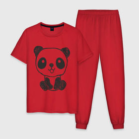 Мужская пижама хлопок с принтом Панда рисунок в Петрозаводске, 100% хлопок | брюки и футболка прямого кроя, без карманов, на брюках мягкая резинка на поясе и по низу штанин
 | панда