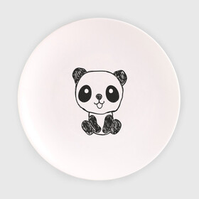 Тарелка 3D с принтом Панда рисунок в Петрозаводске, фарфор | диаметр - 210 мм
диаметр для нанесения принта - 120 мм | Тематика изображения на принте: панда