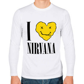 Мужской лонгслив хлопок с принтом I love Nirvana в Петрозаводске, 100% хлопок |  | i love nirvana | nirvana | нирвана | я люблю нирвану