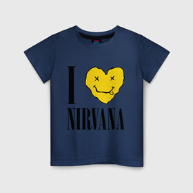 Детская футболка хлопок с принтом I love Nirvana в Петрозаводске, 100% хлопок | круглый вырез горловины, полуприлегающий силуэт, длина до линии бедер | Тематика изображения на принте: i love nirvana | nirvana | нирвана | я люблю нирвану