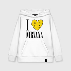 Детская толстовка хлопок с принтом I love Nirvana в Петрозаводске, 100% хлопок | Круглый горловой вырез, эластичные манжеты, пояс, капюшен | Тематика изображения на принте: i love nirvana | nirvana | нирвана | я люблю нирвану