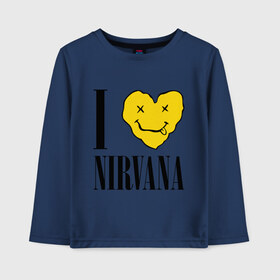 Детский лонгслив хлопок с принтом I love Nirvana в Петрозаводске, 100% хлопок | круглый вырез горловины, полуприлегающий силуэт, длина до линии бедер | Тематика изображения на принте: i love nirvana | nirvana | нирвана | я люблю нирвану