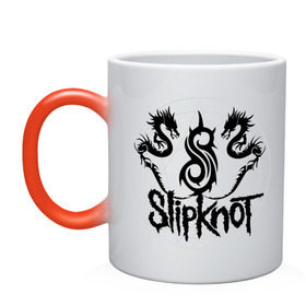 Кружка хамелеон с принтом Slipknot dragons logo в Петрозаводске, керамика | меняет цвет при нагревании, емкость 330 мл | metall | punk | rock | slipknot | метал | металл | нью метал | панк | панк рок | рок | слипкнот