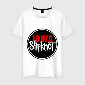 Мужская футболка хлопок с принтом Slipknot iowa logo в Петрозаводске, 100% хлопок | прямой крой, круглый вырез горловины, длина до линии бедер, слегка спущенное плечо. | metall | punk | rock | slipknot | метал | металл | нью метал | панк | панк рок | рок | слипкнот
