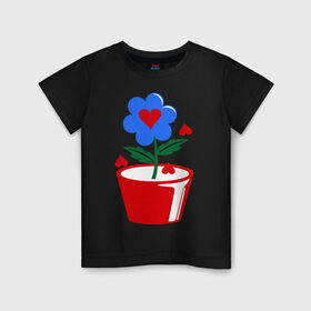 Детская футболка хлопок с принтом Цветочек любви в Петрозаводске, 100% хлопок | круглый вырез горловины, полуприлегающий силуэт, длина до линии бедер | для семьи | комплект семейный | ребенок | семейные | цветочек любви