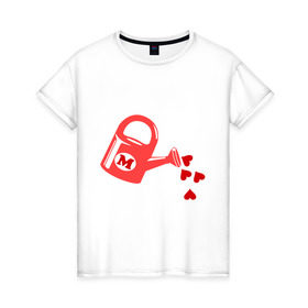 Женская футболка хлопок с принтом Мамина любовь в Петрозаводске, 100% хлопок | прямой крой, круглый вырез горловины, длина до линии бедер, слегка спущенное плечо | 