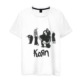Мужская футболка хлопок с принтом Korn 5 в Петрозаводске, 100% хлопок | прямой крой, круглый вырез горловины, длина до линии бедер, слегка спущенное плечо. | corn | корн | метал | металика | панк рок | рок