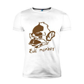 Мужская футболка премиум с принтом Evil monkey (злая обезьяна) в Петрозаводске, 92% хлопок, 8% лайкра | приталенный силуэт, круглый вырез ворота, длина до линии бедра, короткий рукав | monkey | животные | мартышка | обезьяна