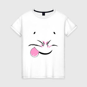 Женская футболка хлопок с принтом Довольная мордочка в Петрозаводске, 100% хлопок | прямой крой, круглый вырез горловины, длина до линии бедер, слегка спущенное плечо | девушкам | мордочка | мышка | хомяк