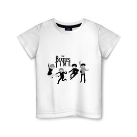 Детская футболка хлопок с принтом The Beatles time в Петрозаводске, 100% хлопок | круглый вырез горловины, полуприлегающий силуэт, длина до линии бедер | beatles | битлз | битлс | время битлов