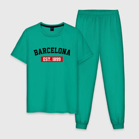 Мужская пижама хлопок с принтом FC Barcelona Est. 1899 в Петрозаводске, 100% хлопок | брюки и футболка прямого кроя, без карманов, на брюках мягкая резинка на поясе и по низу штанин
 | Тематика изображения на принте: barcelona | fc barcelona | барселона | фк барселона
