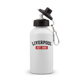 Бутылка спортивная с принтом FC Liverpool Est. 1892 в Петрозаводске, металл | емкость — 500 мл, в комплекте две пластиковые крышки и карабин для крепления | ливерпуль