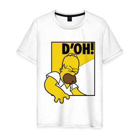 Мужская футболка хлопок с принтом Гомер (D`OH!) в Петрозаводске, 100% хлопок | прямой крой, круглый вырез горловины, длина до линии бедер, слегка спущенное плечо. | гомер