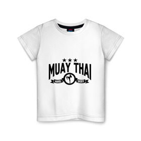 Детская футболка хлопок с принтом Muay thai boxing (Тайский бокс) в Петрозаводске, 100% хлопок | круглый вырез горловины, полуприлегающий силуэт, длина до линии бедер | муай тай