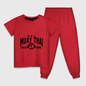 Детская пижама хлопок с принтом Muay thai boxing (Тайский бокс) в Петрозаводске, 100% хлопок |  брюки и футболка прямого кроя, без карманов, на брюках мягкая резинка на поясе и по низу штанин
 | Тематика изображения на принте: муай тай