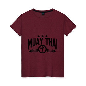 Женская футболка хлопок с принтом Muay thai boxing (Тайский бокс) в Петрозаводске, 100% хлопок | прямой крой, круглый вырез горловины, длина до линии бедер, слегка спущенное плечо | муай тай
