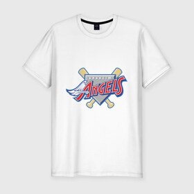 Мужская футболка премиум с принтом Angels of Anaheim в Петрозаводске, 92% хлопок, 8% лайкра | приталенный силуэт, круглый вырез ворота, длина до линии бедра, короткий рукав | baseball | los angeles angels of anaheim | бейсбол | спорт