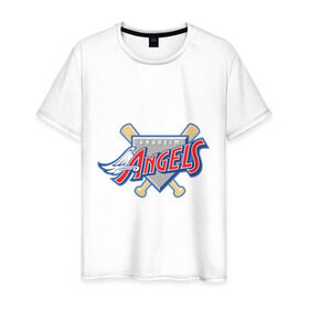 Мужская футболка хлопок с принтом Angels of Anaheim в Петрозаводске, 100% хлопок | прямой крой, круглый вырез горловины, длина до линии бедер, слегка спущенное плечо. | baseball | los angeles angels of anaheim | бейсбол | спорт