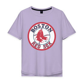 Мужская футболка хлопок Oversize с принтом Boston Red Sox в Петрозаводске, 100% хлопок | свободный крой, круглый ворот, “спинка” длиннее передней части | Тематика изображения на принте: baseball | boston red sox | бейсбол | бостон | красные носки | ред сокс | спорт