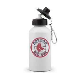 Бутылка спортивная с принтом Boston Red Sox в Петрозаводске, металл | емкость — 500 мл, в комплекте две пластиковые крышки и карабин для крепления | baseball | boston red sox | бейсбол | бостон | красные носки | ред сокс | спорт