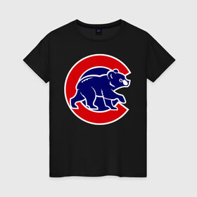 Женская футболка хлопок с принтом Chicago Cubs logo в Петрозаводске, 100% хлопок | прямой крой, круглый вырез горловины, длина до линии бедер, слегка спущенное плечо | baseball | chicago cubs bear | бейсбол | спорт | чикаго