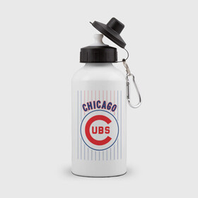Бутылка спортивная с принтом Chicago Cubs лого в Петрозаводске, металл | емкость — 500 мл, в комплекте две пластиковые крышки и карабин для крепления | Тематика изображения на принте: baseball | chicago cubs bear | бейсбол | спорт | чикаго