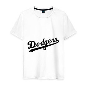 Мужская футболка хлопок с принтом Dodgers в Петрозаводске, 100% хлопок | прямой крой, круглый вырез горловины, длина до линии бедер, слегка спущенное плечо. | baseball | dodgers | los angeles dodgers | бейсбол | доджерс | лос анджелес доджерс | спорт