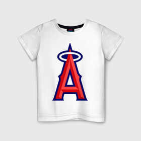 Детская футболка хлопок с принтом Los Angeles Angels of Anaheim logo в Петрозаводске, 100% хлопок | круглый вырез горловины, полуприлегающий силуэт, длина до линии бедер | baseball | los angeles angels of anaheim | бейсбол | спорт