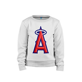 Детский свитшот хлопок с принтом Los Angeles Angels of Anaheim logo в Петрозаводске, 100% хлопок | круглый вырез горловины, эластичные манжеты, пояс и воротник | baseball | los angeles angels of anaheim | бейсбол | спорт