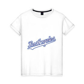 Женская футболка хлопок с принтом Los Angeles Dodgers в Петрозаводске, 100% хлопок | прямой крой, круглый вырез горловины, длина до линии бедер, слегка спущенное плечо | baseball | los angeles dodgers | бейсбол | лос анджелес доджерс | спорт